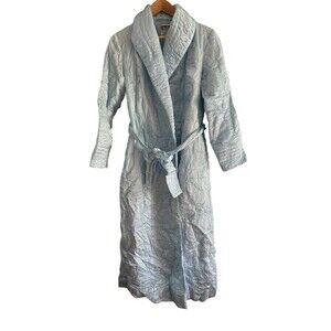 Vintage Nordstrom's Blue Quilted Satin Duster Robe Dressing Gown Small Soft